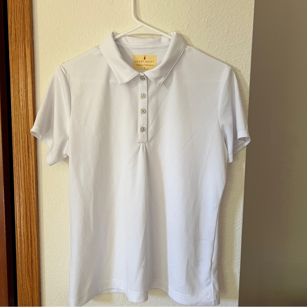 Sport Haley Crisp White Golf Polo Shirt Women’s Size L Short Sleeve Performance